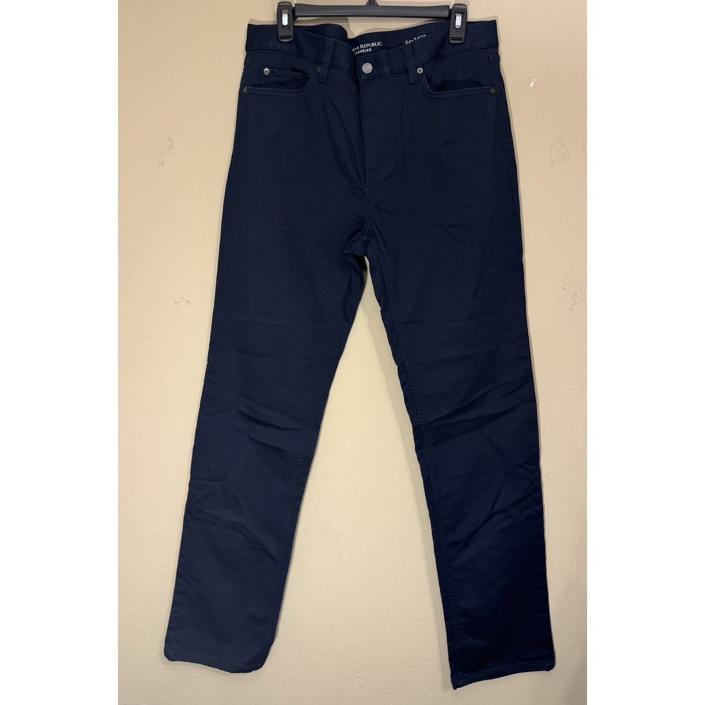 Banana Republic Traveler Pants Jeans Men‎ 34 x 34 Slim Fit Navy Blue Stretch